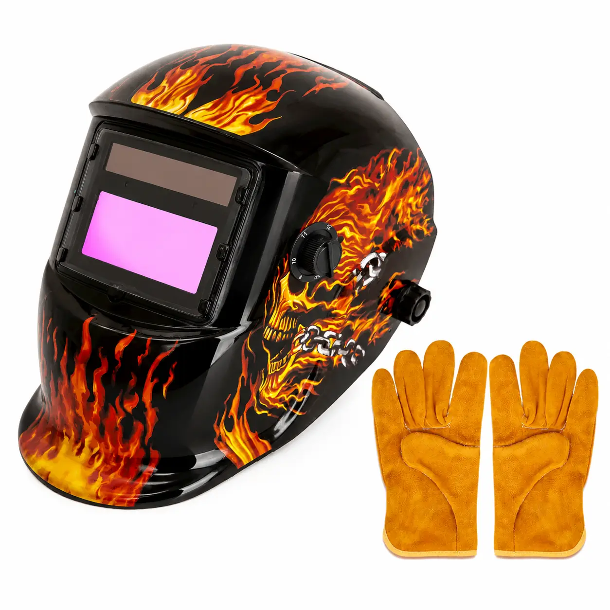 Welding Helmet Auto Darkening : True Color Solar Powered Hood with Adjustable Shade Range 4/9-13 for Mig Tig Arc Welder Mask