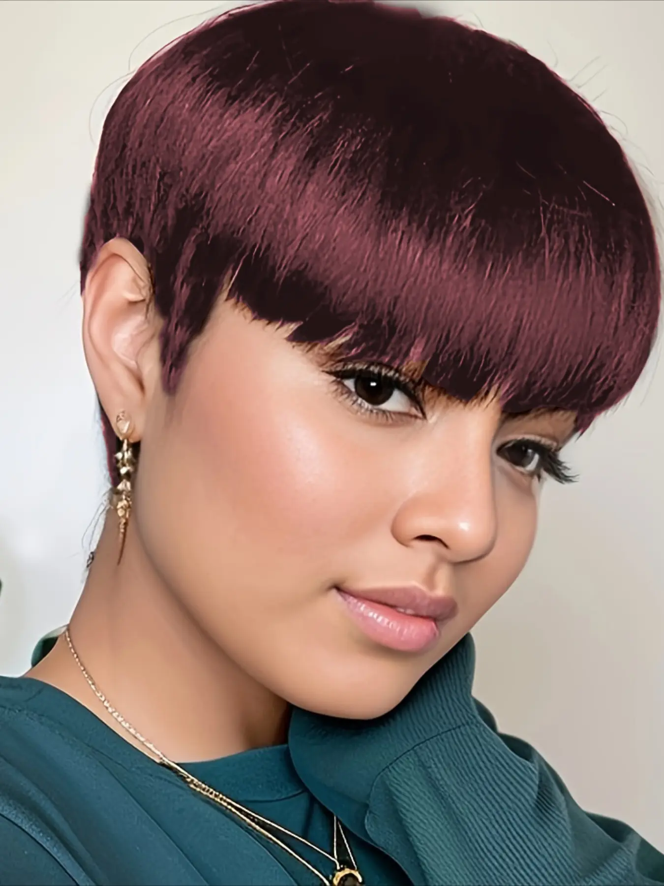 Straight Human Hair Wig for Women Pixie Cut Wig Halloween Wig Full Machine Made Wig 150% Density 6 Inch