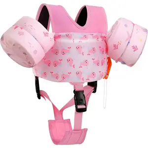 Toddler Swim Vest  15-30-50-66 pounds, Boys Girls Swim Puddle Arm Floaties Cartoon Swimming Water Wings with Crotch Strap, Pool Floats Jacket Sleeves Shoulder Straps Arm Band  Toddler