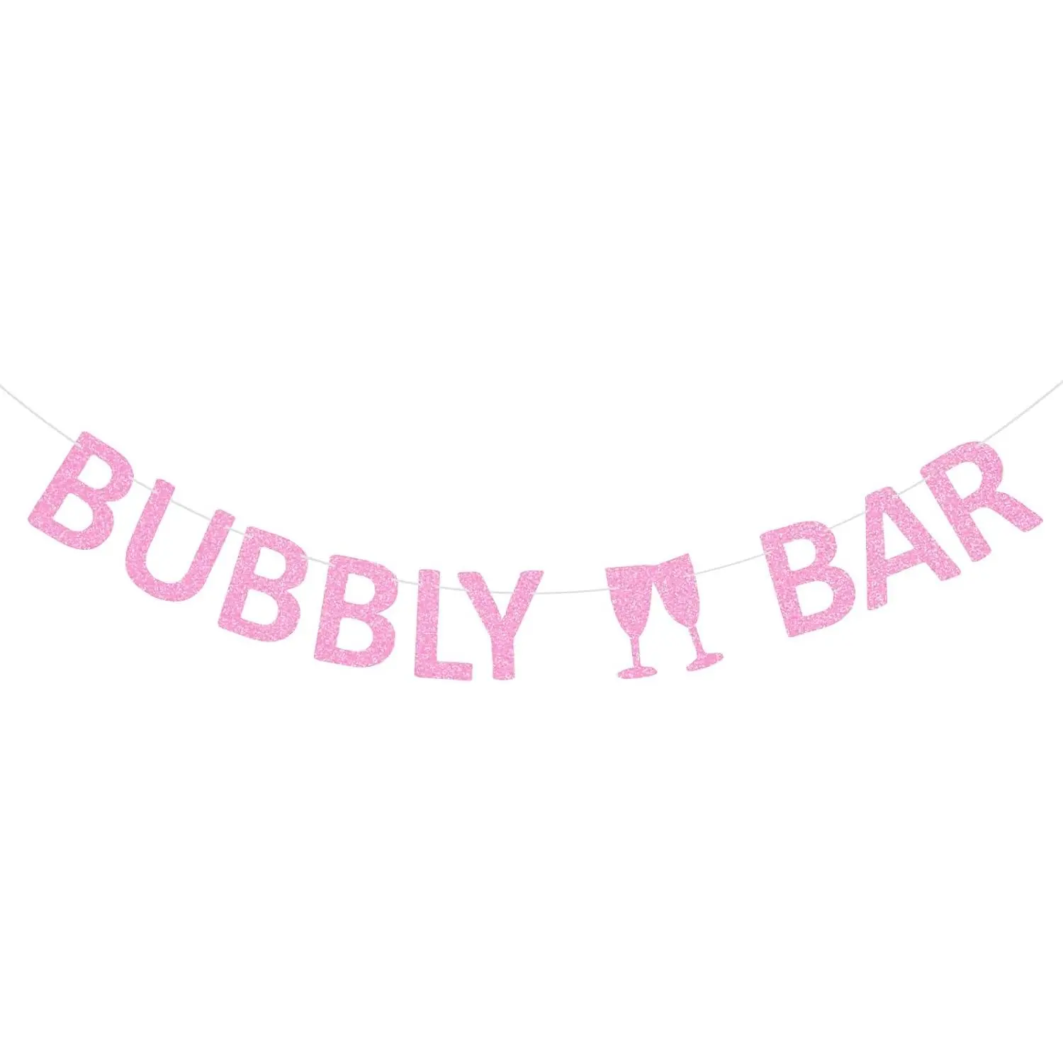 Bubbly Bar Banner Pre-Strung Bachelorette Banner Mimosa Bar Bunting for Champagne Drinks Party Bridal Shower Bachelorette Party Decorations ()