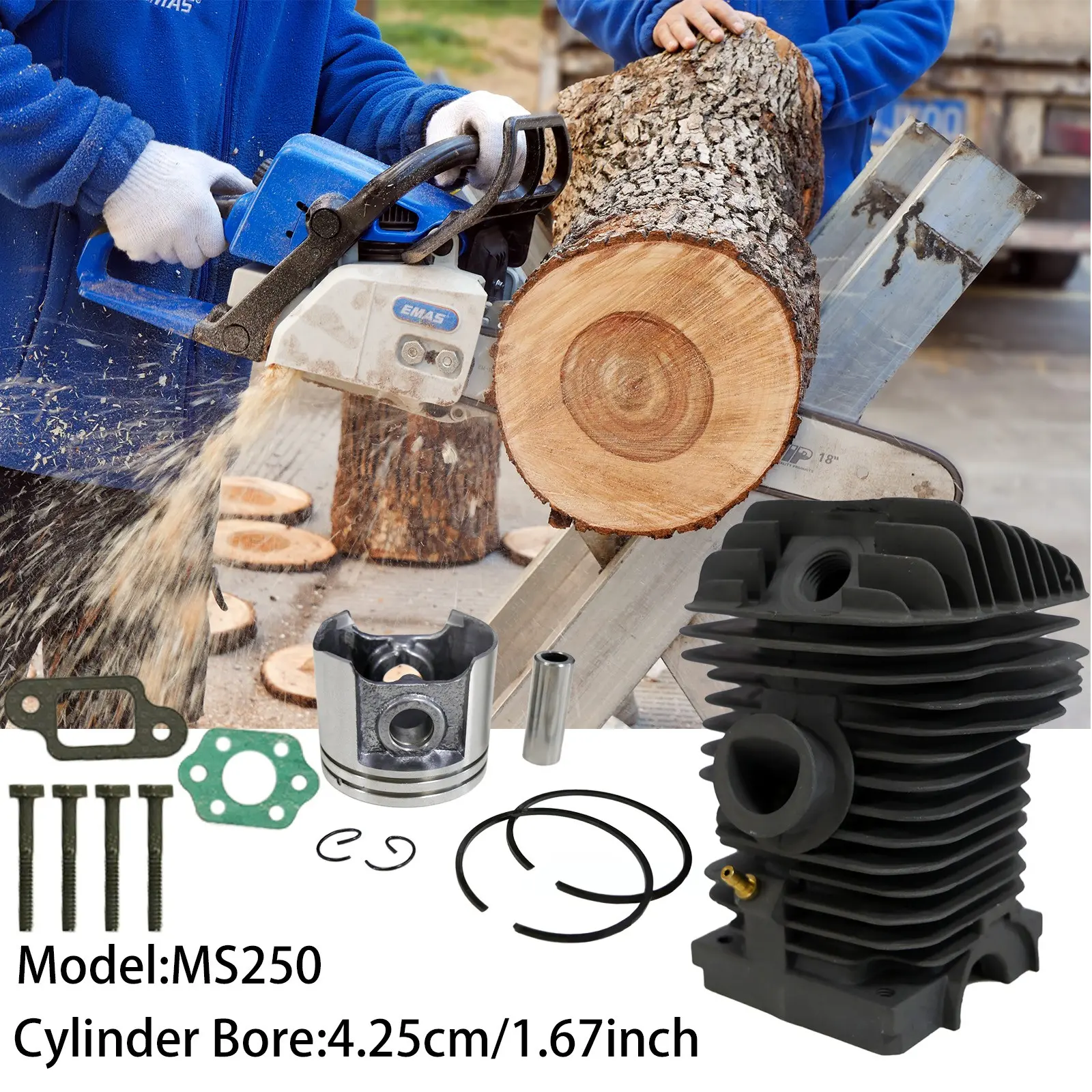 Ms250 Cylinder Assembly Kit with Gaskets and Bolts, High-Quality Engine Components, Durable and Reliable Parts for Automotive Use