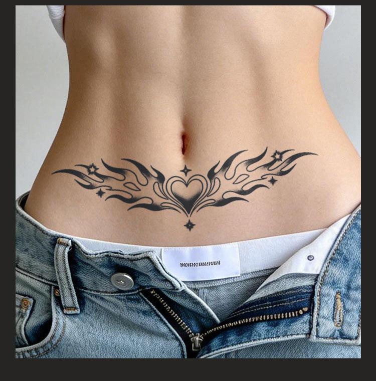 Waterproof temporary tattoo sticker magic tattoo lasting 7-15 flame heart pattern herbal juice semi permanent tattoo simulation tattoo Chest tattoo