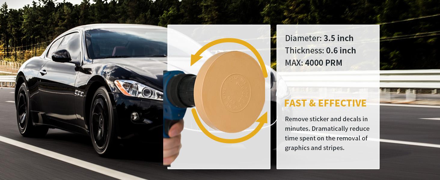 2 Pack 3.5 inch Eraser Wheel Decal Remover Eraser Wheel Adhesive Remover with Adapter Rubber Eraser Wheel for Drill Removes Car Decal Vinyl Tape Graphics Pinstripe Sticker Remover
