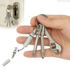 4-in-1 Mini Multi Tool Keychain Wrench Set, Portable Pocket Tool with Screwdriver & Cutting Blade, Compact Survival Gear for Outdoor Camping Bicycle Repair, Lightweight Multi-Purpose Hand Tool for Daily Carry Outdoor Emergencies purse