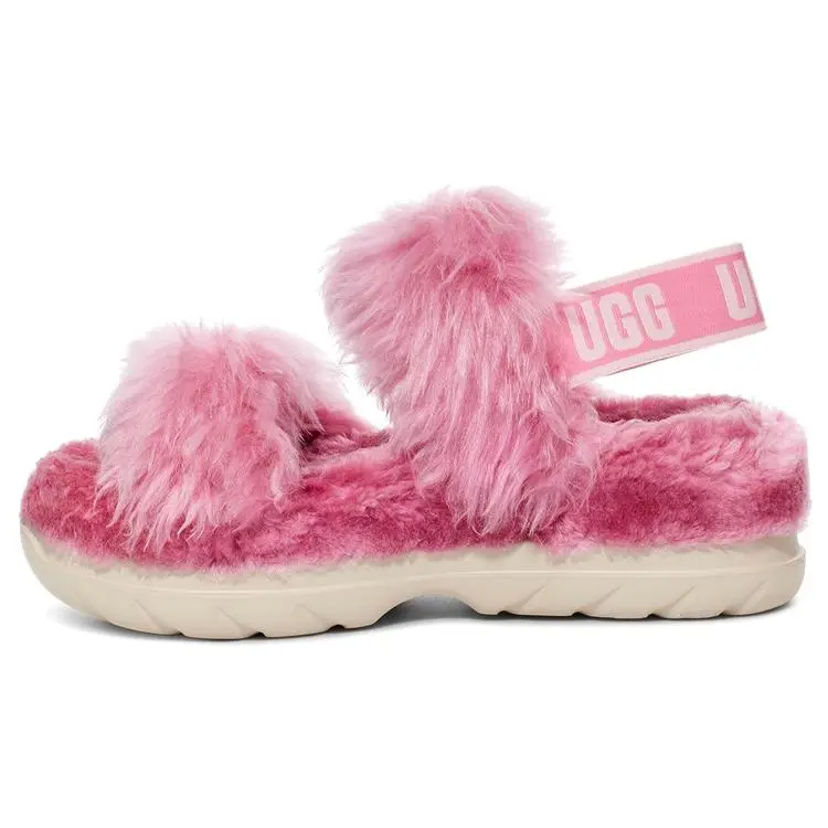 UGG Fluff Sugar Sandal Fabric Lightweight Comfortable Fashionable Slippers 1119999-PINK