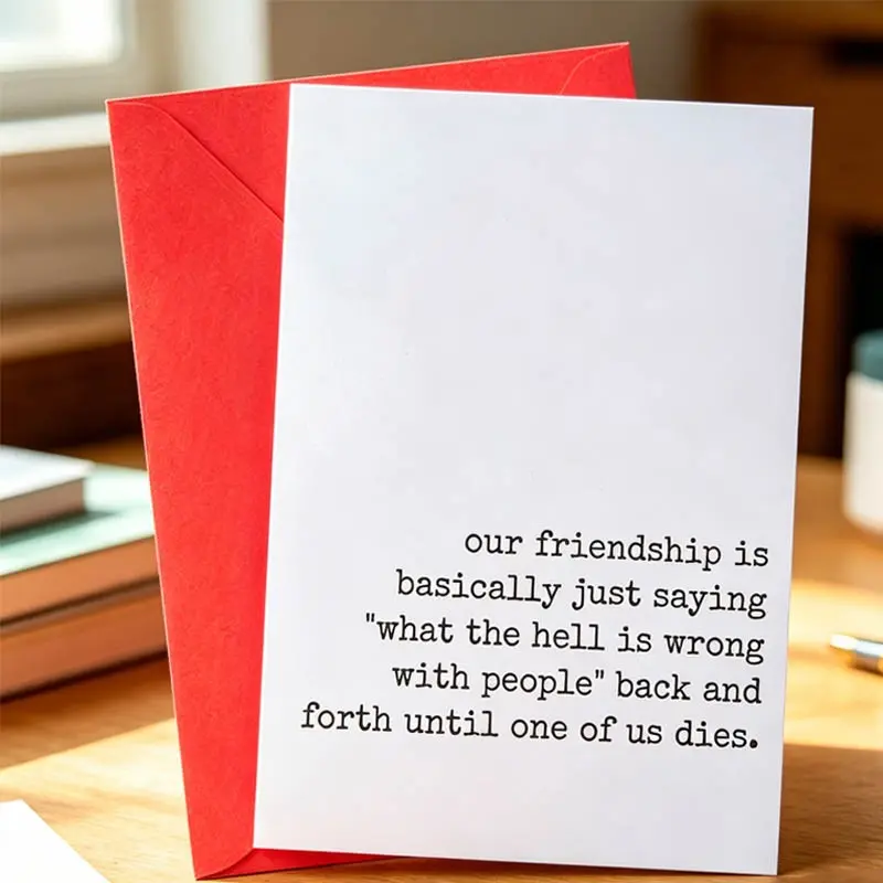 1pc Snarky "What The Hell Is Wrong With People" Friendship Card, Funny Sarcastic BFF Humor Greeting Card with Red Envelope, The Ultimate Best Friend Card, Quote Cards
