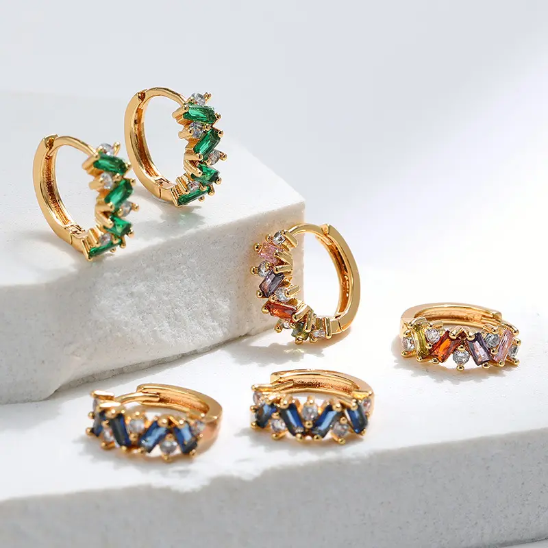 Women's Elegant Leaf Hoop Ear Cuffs, Hypoallergenic Copper with Shiny Multi-Color Inlay, Lightweight Anti-Tarnish Jewelry for Parties, Daily Wear, Leaf Shape
