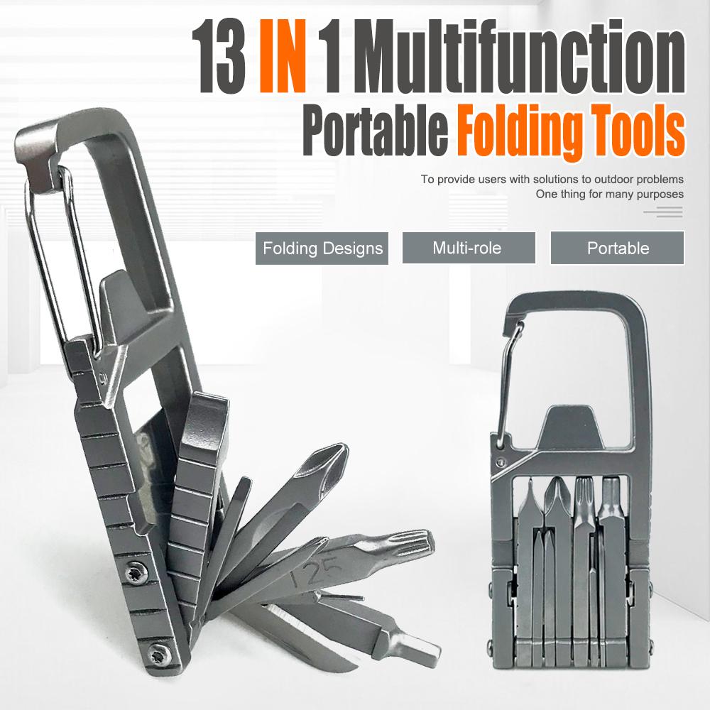 13 in 1 Multifunctional Stainless Steel Tool Combination Folding Outdoor Tools Corkscrew Screwdriver Wrench Knife Knife Keychain phone stand mount accessory reliable OUTDOOR adventure gear supply