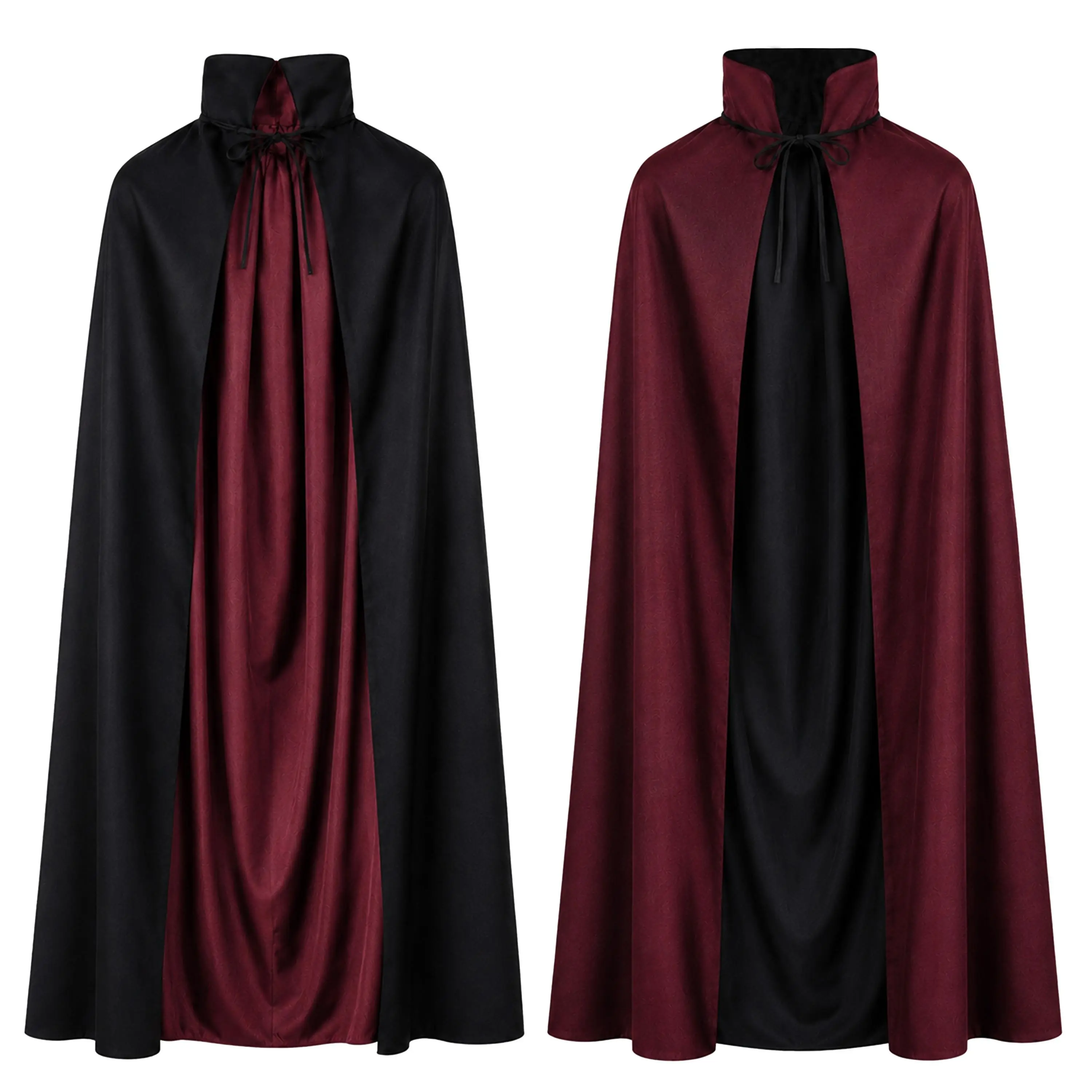 Vampire Stand Collar Cape Halloween Witch Masquerade Cloak Costumes | Double-Layer Reversible | Unisex | Soft | Lightweight | Breathable | Stretchy | Comfortable | Easy to Wear