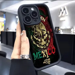 Mexican Flag Aztec Calendar Phone Case for iPhone 17 Pro Max 16 E 15 14 Plus 13 12 11 Pro Max & Samsung S21S22 S23 S24 S25 S26 Ultra Plus, Mexican Heritage Shockproof Silicone Protective Cover