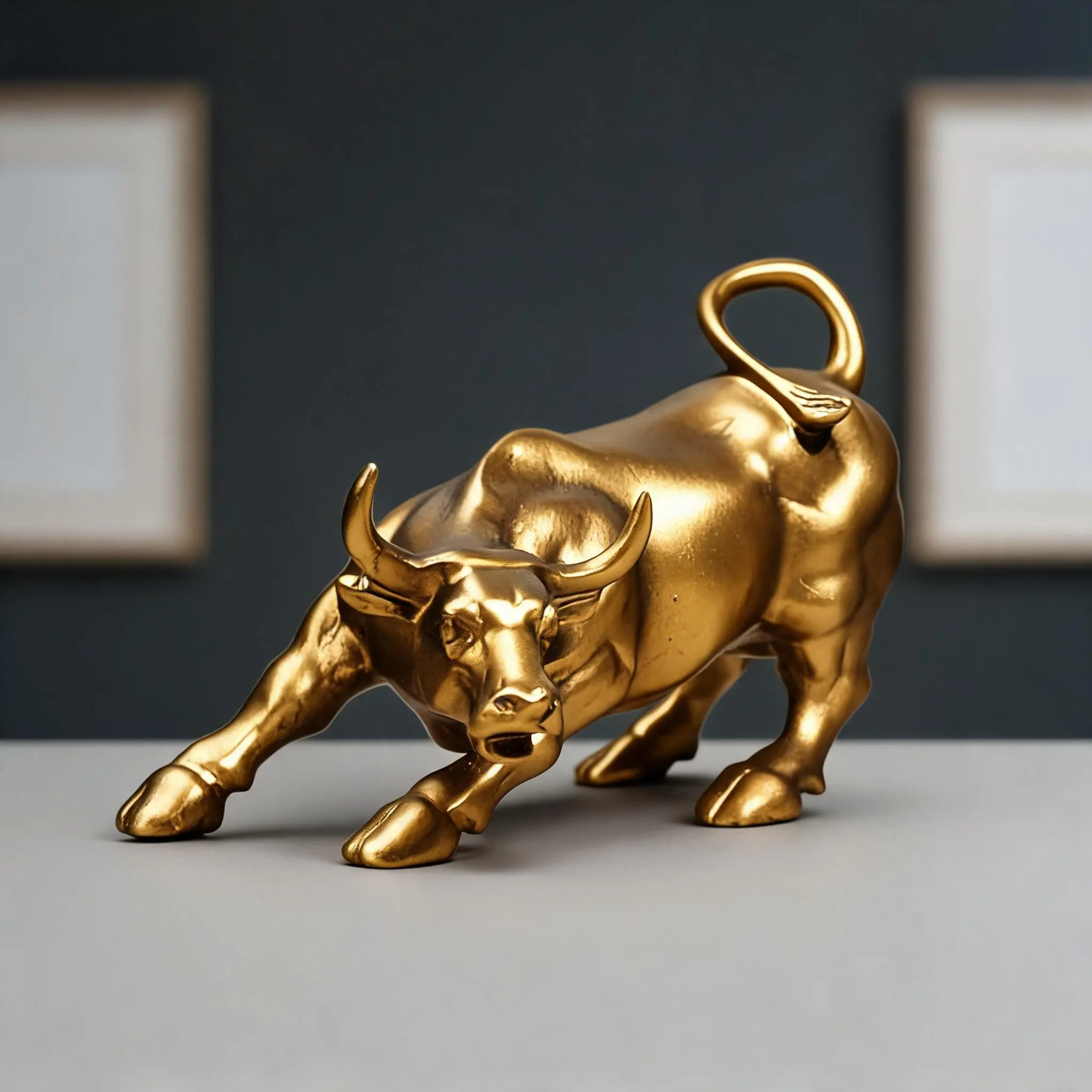 Bull Statue Ornament, Decorative Office & Home Desktop Decor, Gift, Symbol of Wealth & Success, Modern Financial Sculpture, Home Decor Sculptures, Elegant Desk Piece