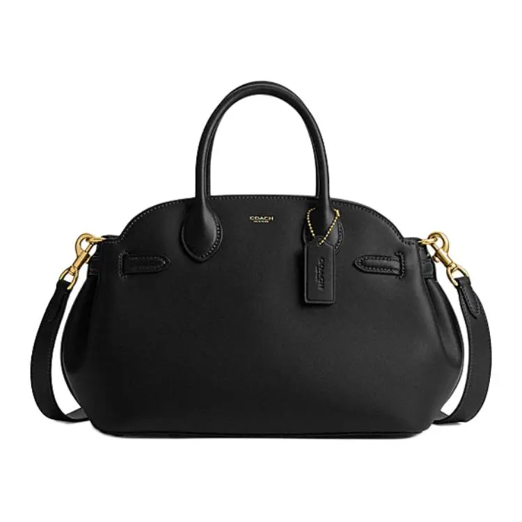 Coach Empire Carryall 28 Handbag for Women – Removable Logo Strap, Genuine Leather, Crossbody/Shoulder/Top Handle, Black