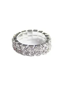 Rhinestone Stretch Rings, Stackable Stretchy Rings for Women, Sparkling Crystal Ring Silver Diamond Ring for Party Prom Wedding Jewelry Valentine's Day Gift Accessories