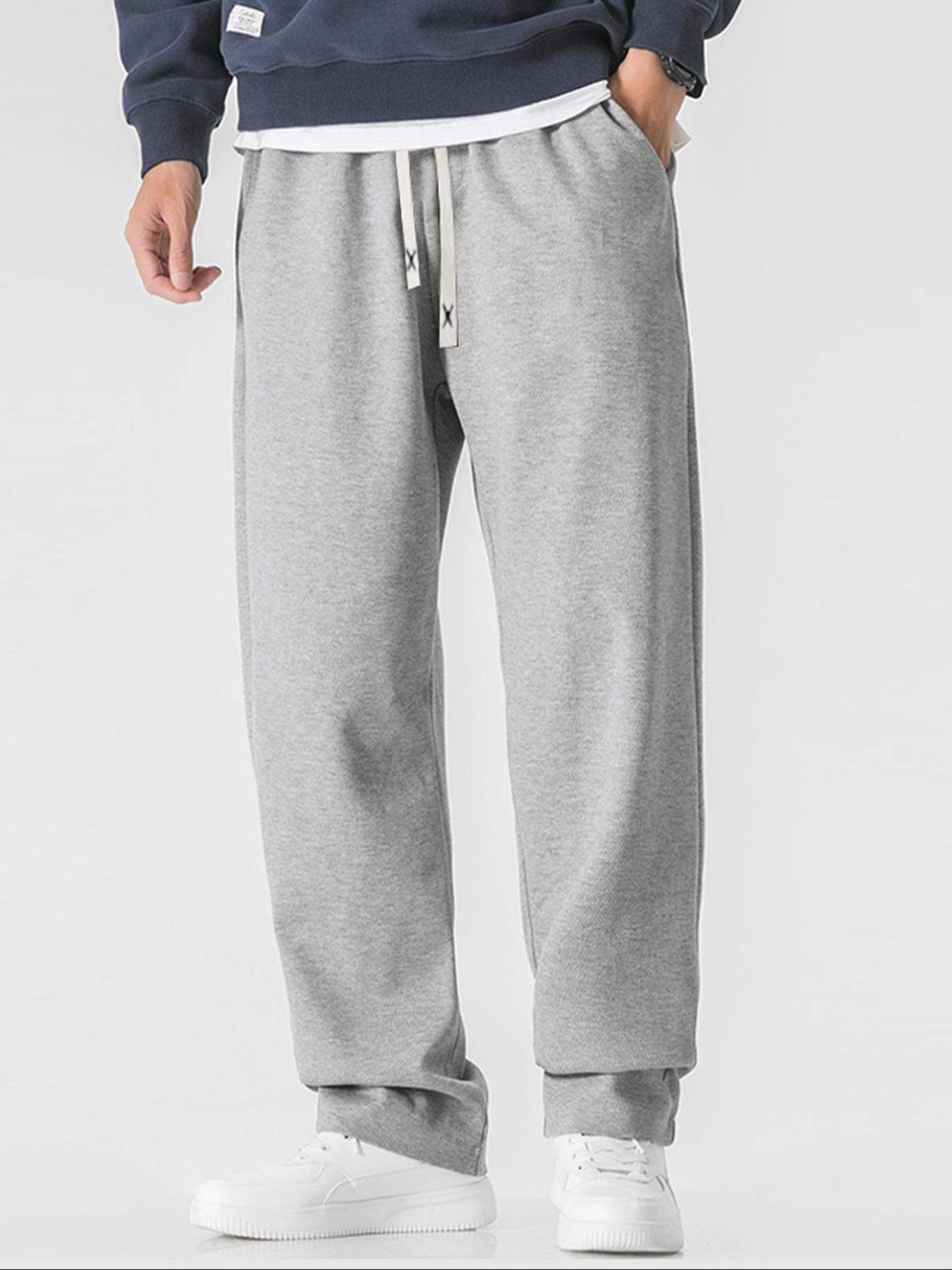 Men's Solid Color Pocket Drawstring Waist Sweatpants, Casual Comfy Loose Jogger Pants for Spring & Fall, Men's Trousers for Daily Wear