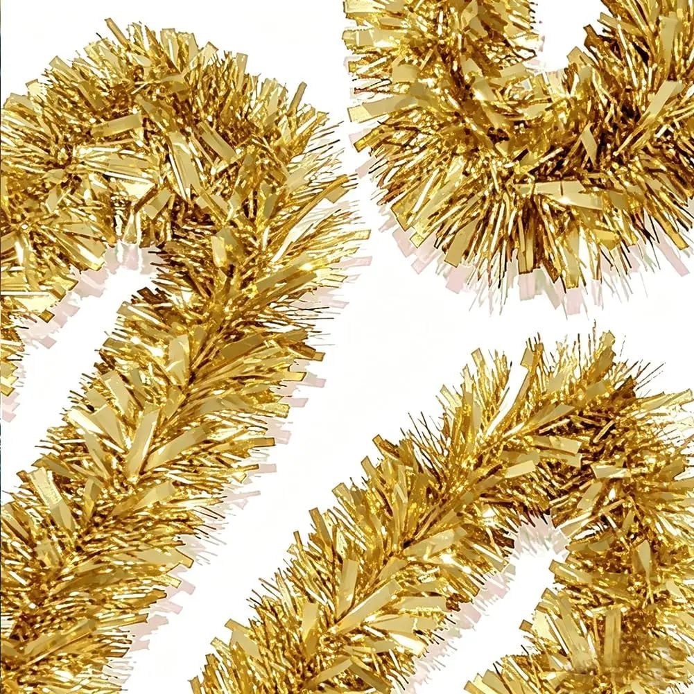 33Ft Christmas Tinsel Garland Xmas Tree Decorations Shiny Thick Light  Metallic Twist Garland Ceiling  Decor for Xmas  Year Birthday Party Indoor Outdoor Supplies-Light