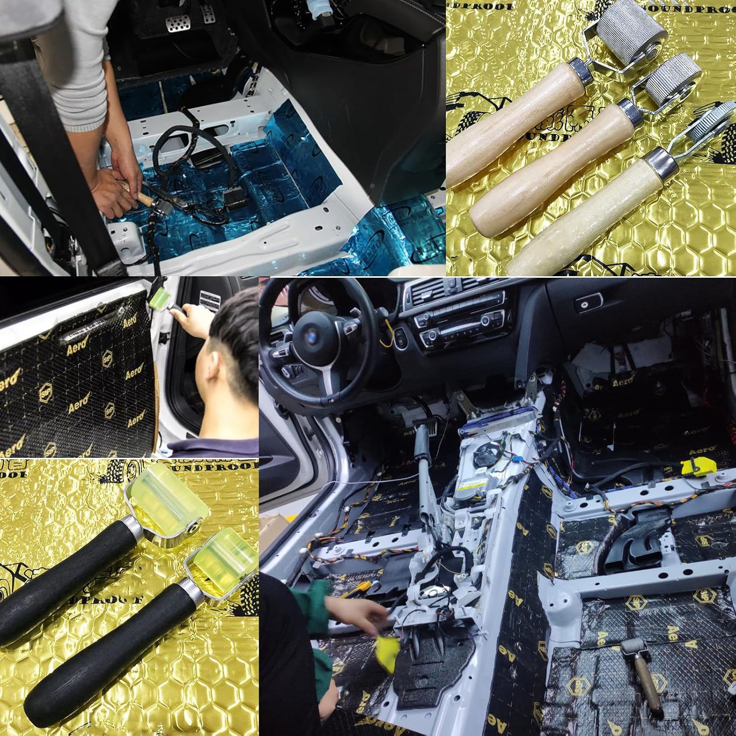 Sound Deadener Roller Set - 5 count Automotive Audio Sound Deadening Tool with Bearings Equipped Seam Roller