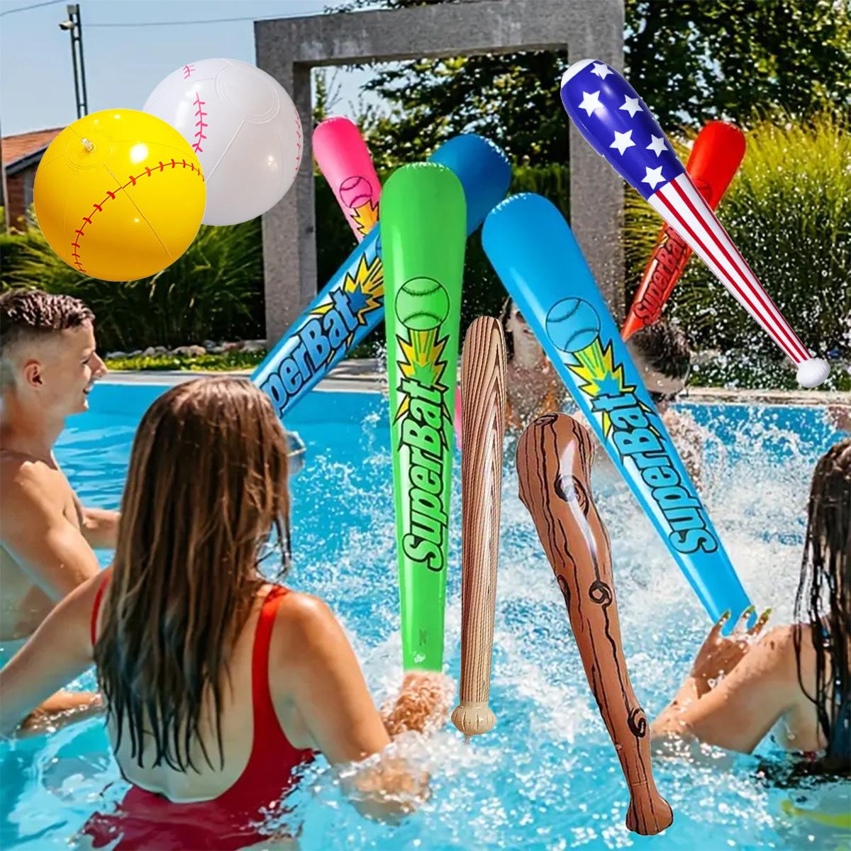 Eco-Friendly Inflatable Baseball Bat, Wood Grain Cheer Stick for Sports Events & Party