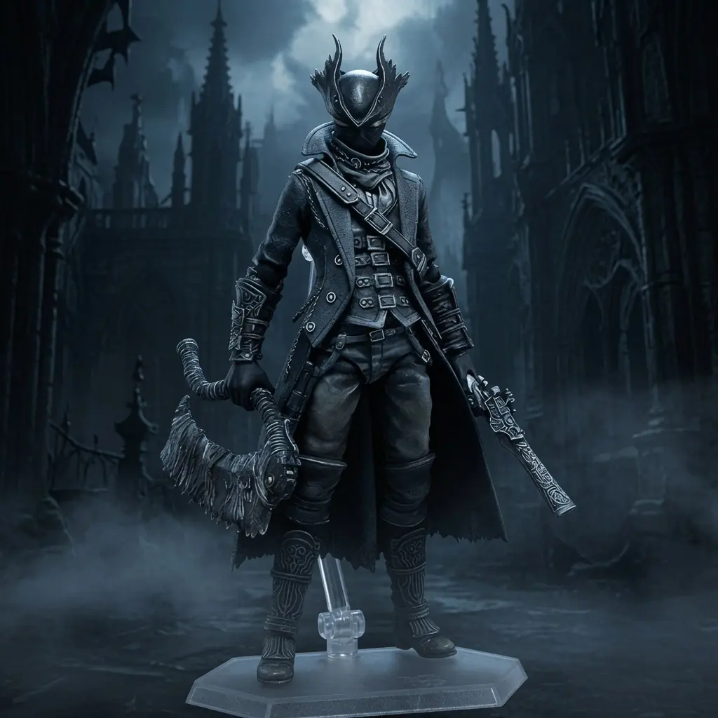 Bloodborne Hunter Figma 367 Action Figure - Fully Articulated Anime Game Statue - Detailed PVC Model with Accessories - Collectible Gift for Bloodborne Fans