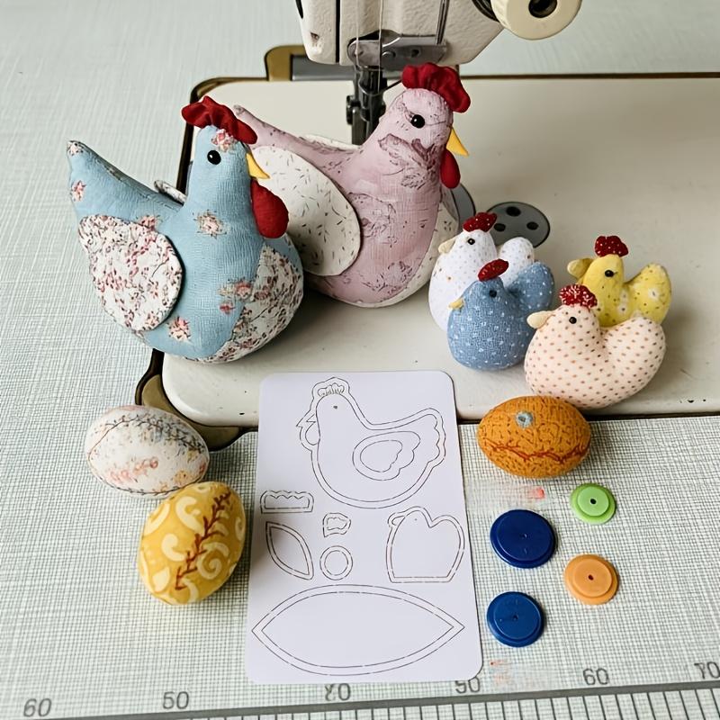 Chicken-themed Patchwork Sewing Template (with 4 tracing tools and hen family motifs) - a colorful handmade guide for quilting, handcrafting, Easter crafts, compatible with sewing machines and hand sewing