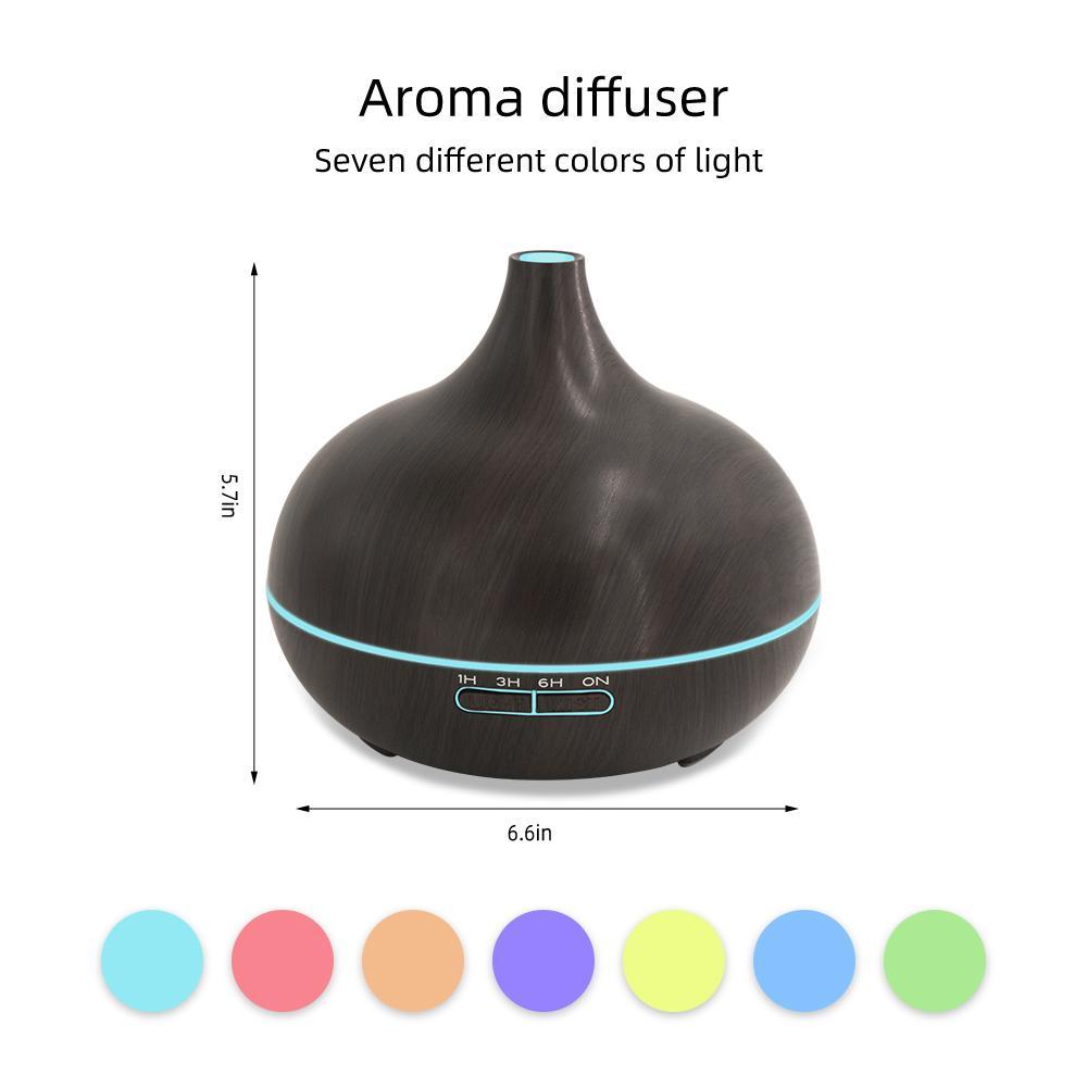 2 pieces Wood Grain Humidifier Diffuser 550ml Remote Control Quiet 12 Essential Oils