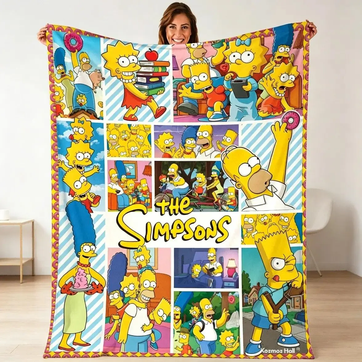 The Simpsons Christmas Flannel Throw Blanket, cooling blankets cooling blanket blankets quince bedding, Funny Retro Cartoon Plush Soft Blanket Bed Couch Xmas Holiday Room Decor White Elephant Birthday Surprise Gift For Cartoon Movie Fans
