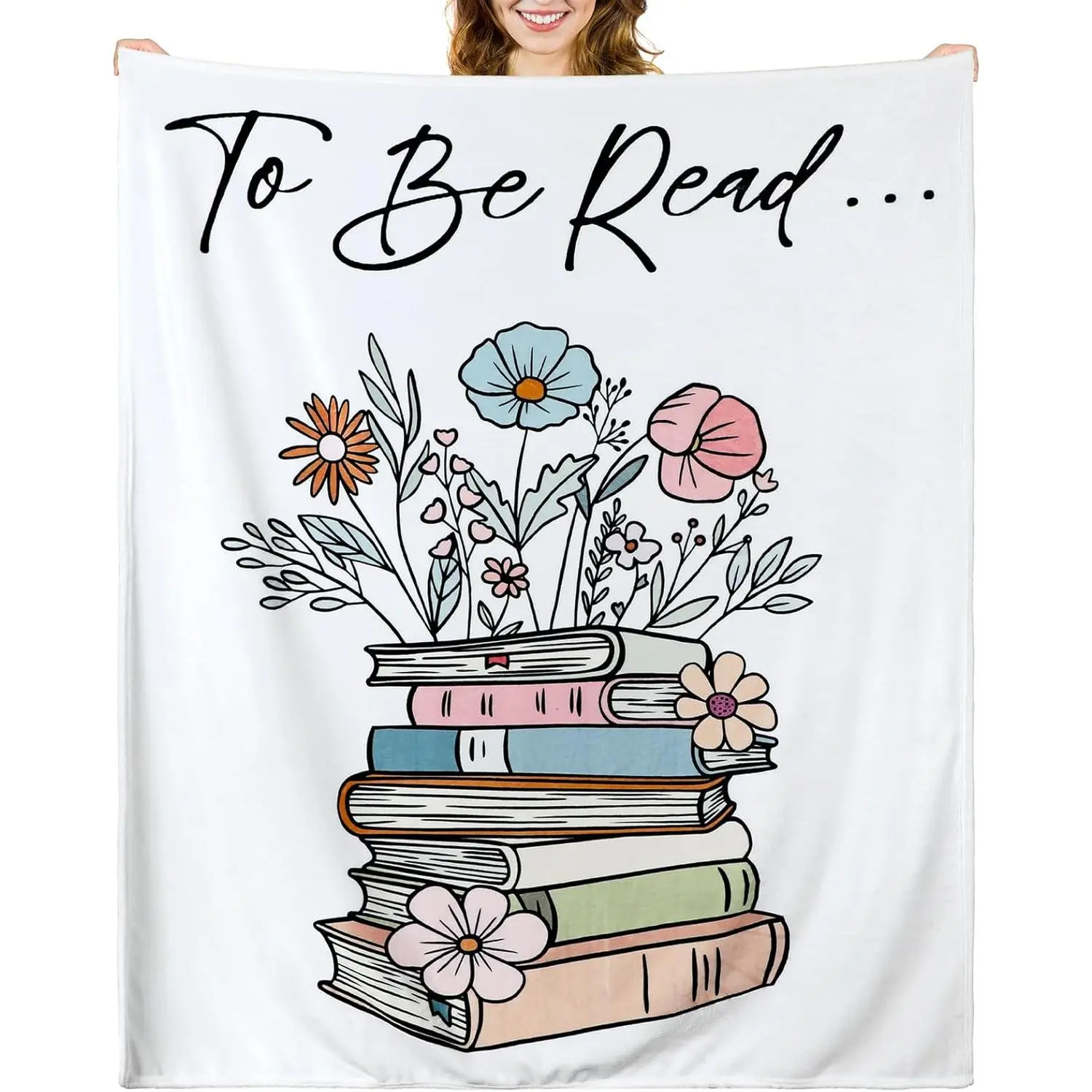 Book Lover Gift Blanket for Reading Lovers Book Flower to Be Read Blanket for Reader Teacher Friends Back to School Decor for Home Sofa Couch Bed Lightweight Blanket Sofa Blanket Car Blanket Office Blanket Naps Blanket Camping Blanket Travel Blanket