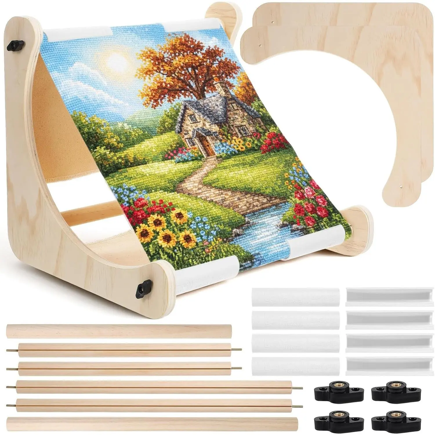 Adjustable Ergonomic Wood Embroidery Hoop Table Stand Holder, Cross Stitch Frame Stand for Lap or Table, Cross Stitch Craft Supplies