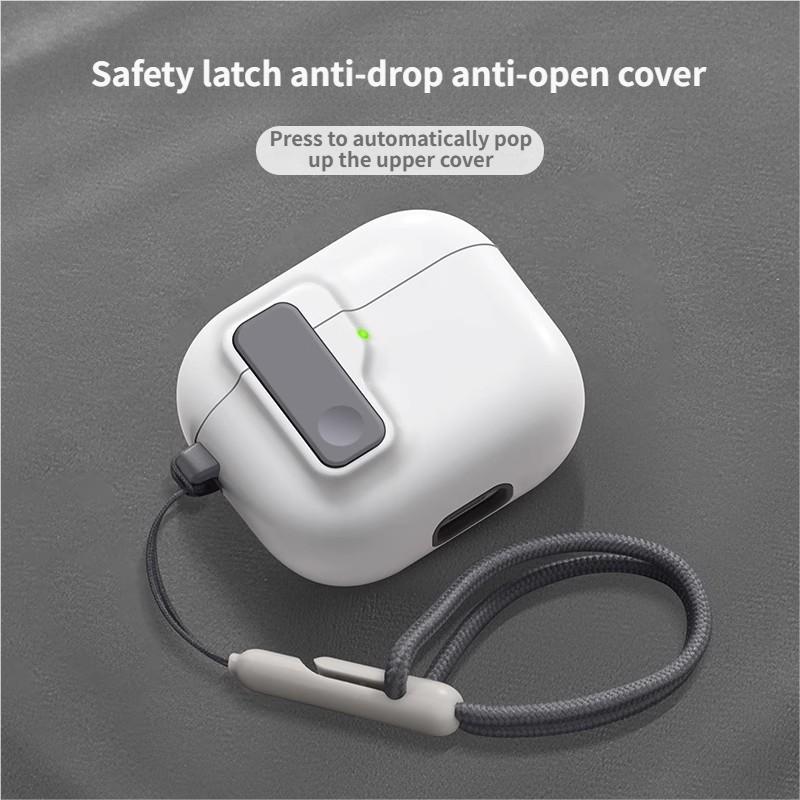 Accessories Suitable for AirPods 1/2/3/4 pro Cases with Safety Lock & Keychain - Secure Soft Cover for Wireless Charging, Button Access & Anti-Slip Grip