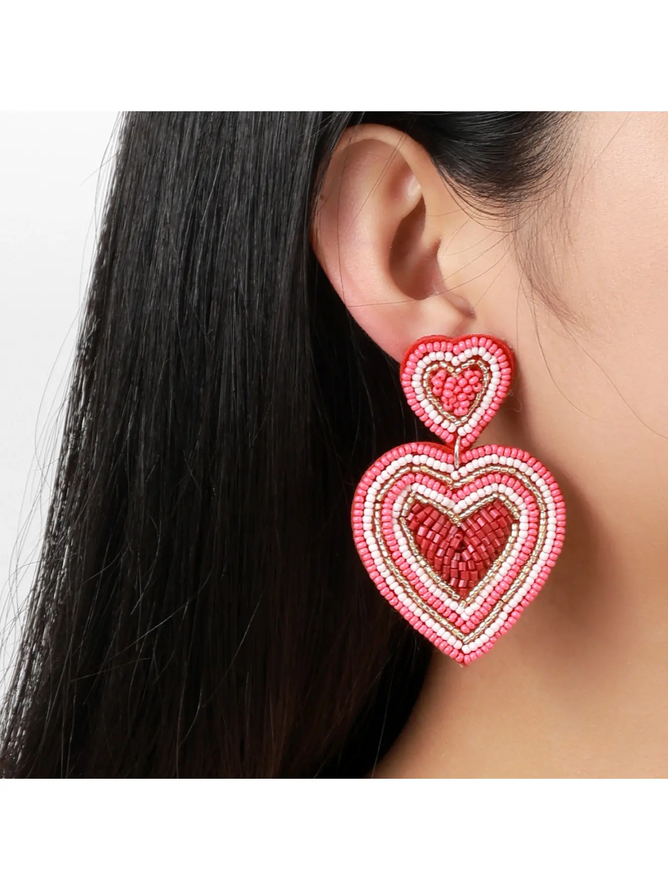 Fresh Sweet Handmade Fabric Heart Earrings, Cute and Adorable Jewelry, Perfect for Daily Wear, Unique Gift Idea for Her