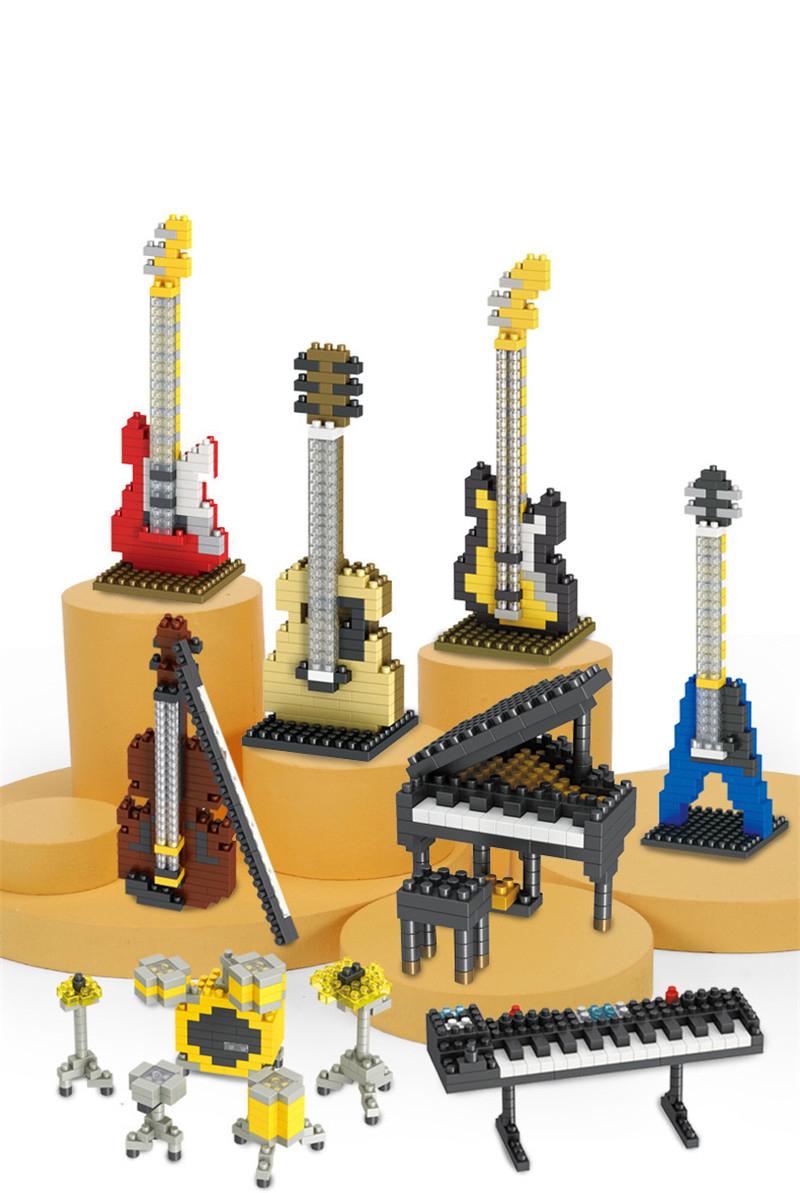 MOC Musical Instrument Building Blocks Music Series ABS Plastic Mini Piano Guitar DIY Assembly Bricks Children Educational Toys