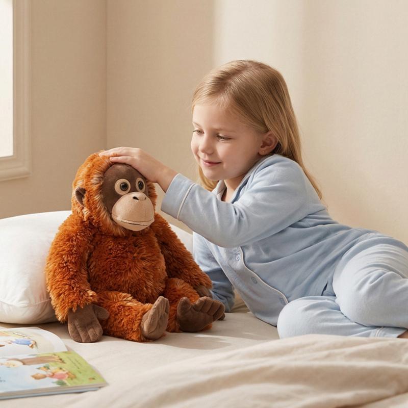 High Quality Gorilla Plush Toys Stuffed Lifelike Sitting Pose Monkey Orangutan Doll Warm Cuddly Children Companion Animal