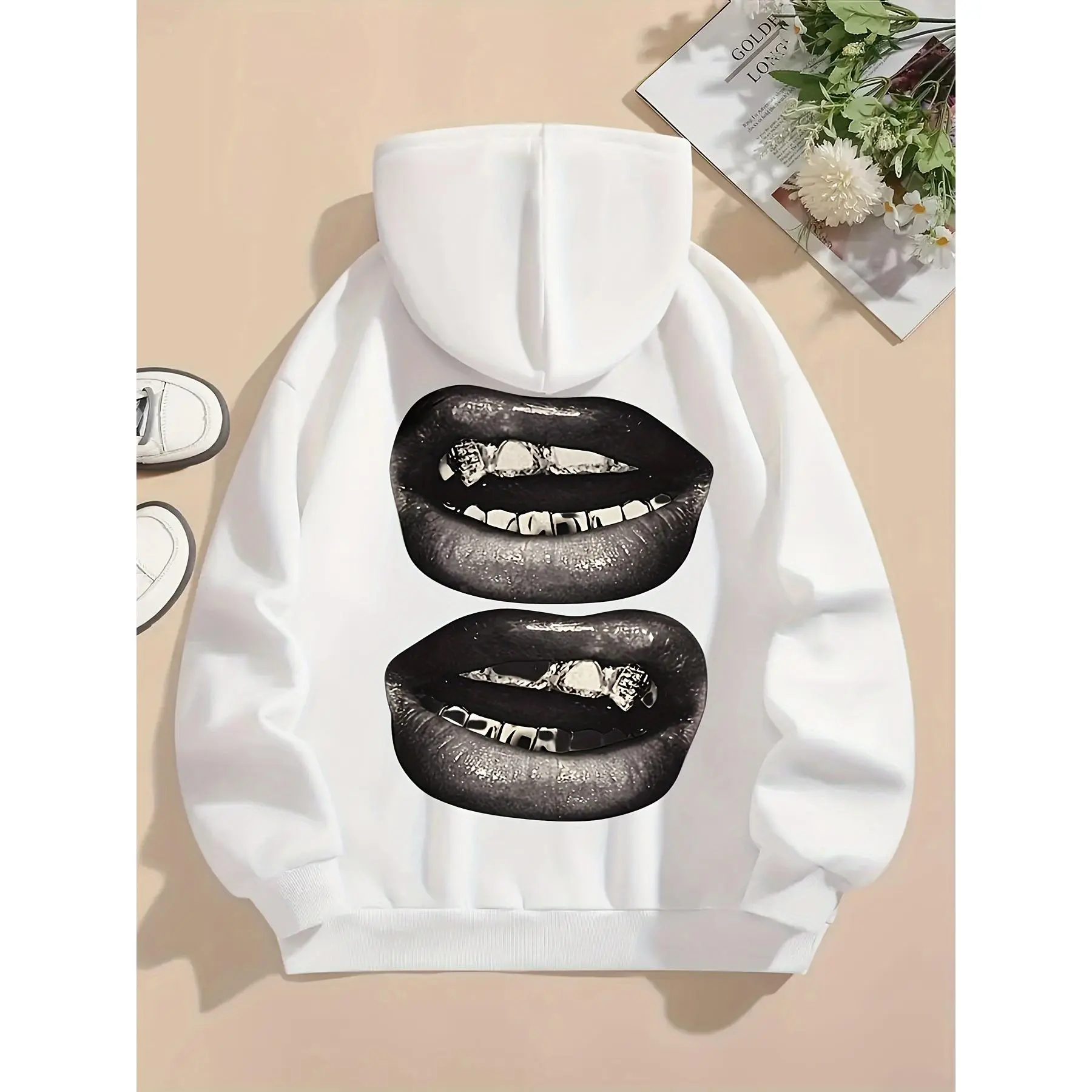 Lucky Fortune Pattern Casual Hooded Women's Sweatshirt