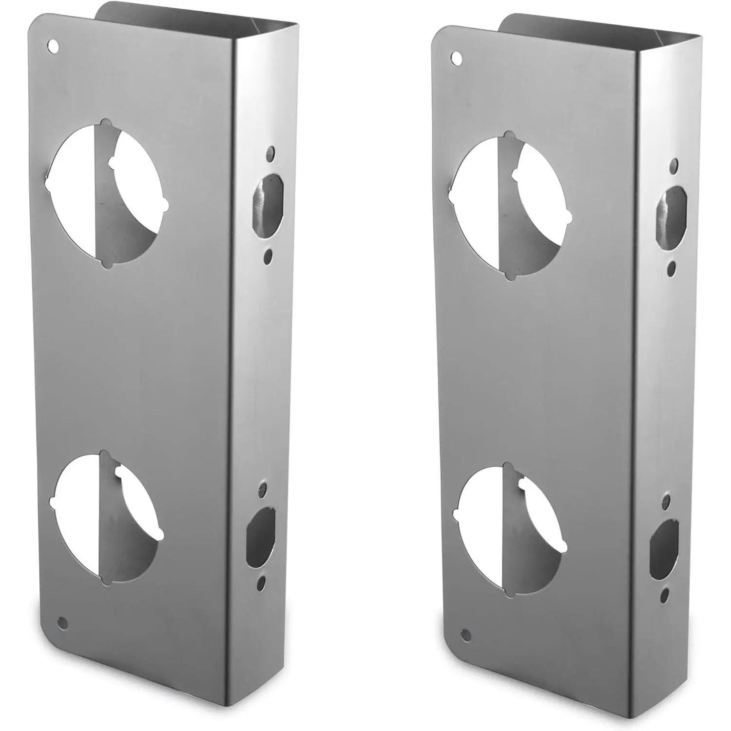 2PCS Stainless Steel Door Guard Reinforcer, Extra Home Security to Prevent Unauthorized Entry, Fits 2-3/8 Backset & 5-1/2 Door Hole, Door Repair Reinforcement Hardware