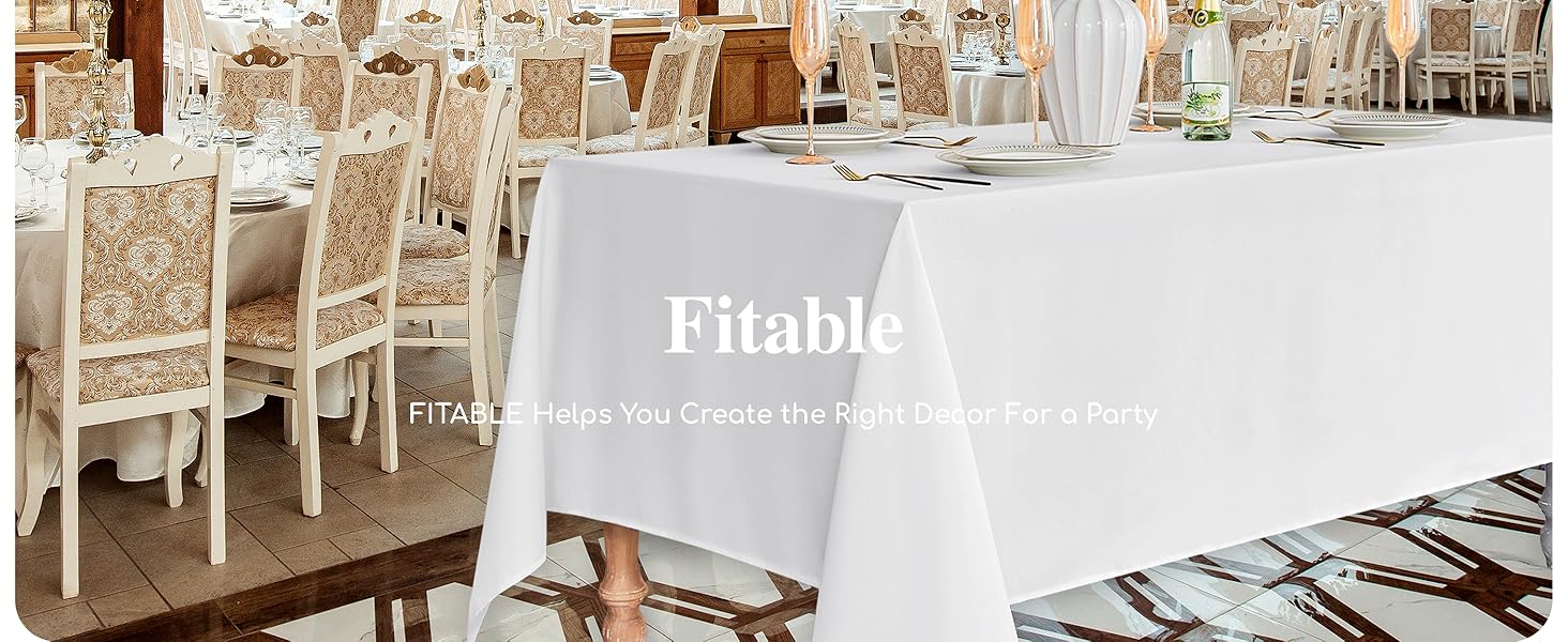 White Tablecloths For Rectangle Tables, 6 Pack-70 x 120 Inches-Reusable and Washable Table Clothes For 6-8 Ft Tables, Polyester Fabric Table Covers For Wedding, Party, Banquet