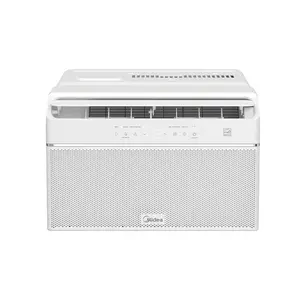 Midea 8000 BTU U-Shaped Smart Inverter Window Air Conditioner, Ultra Quiet 32dB, 35% Energy Saving, FlashCool, WiFi Alexa & Google Assistant, 115V AC, White, Open Window View, Covers 350 Sq Ft | Like New
