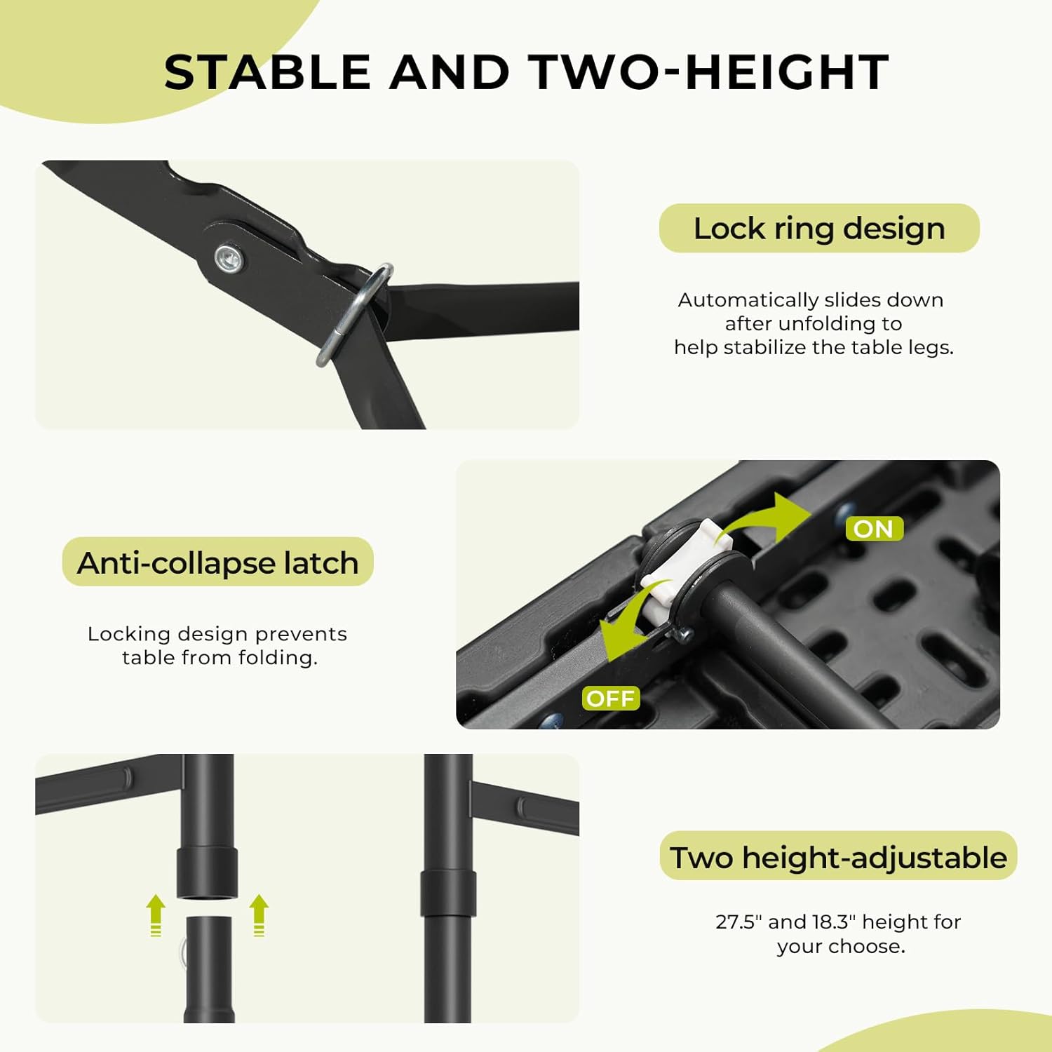 8Ft Folding Table Adjustable Height Portable Folding Tables Heavy Duty 400 lbs Capacity, Grain Tabletop for Working Meeting Parties, Picnic, Camping, Weddings, Garden Dining-Black (4FT) 8Ft Folding Table Adjustable Height Portable Folding Tables Heavy Duty 400 lbs Capacity, Grain Tabletop for Working Meeting Parties, Picnic, Camping, Weddings, Garden Dining-Black (4FT)