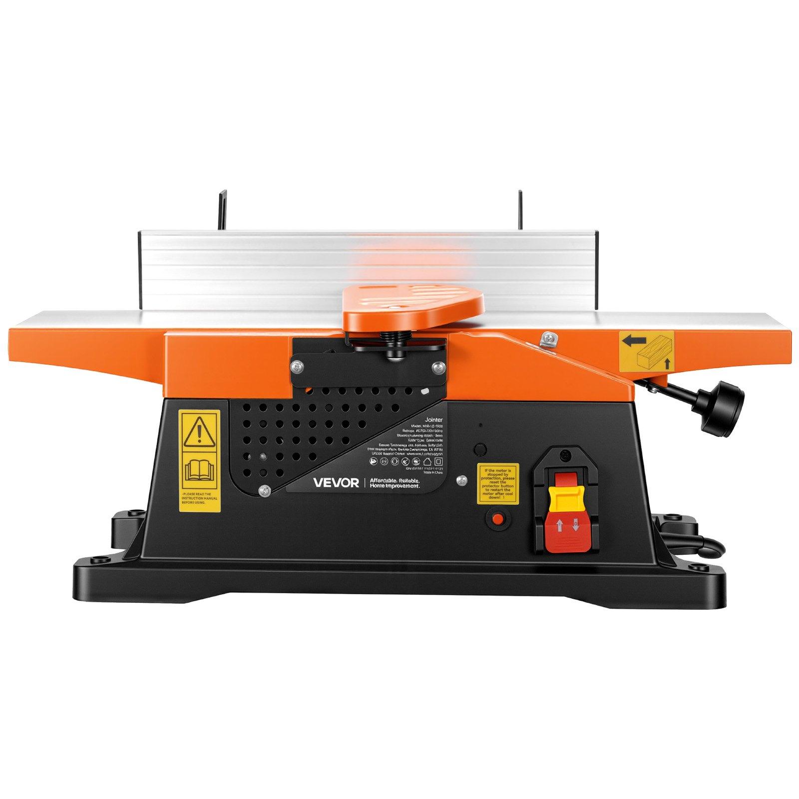 VEVOR Benchtop Jointer, 6 in, 2 HP 12000 RPM Bench Top Wood Jointer, with Straight Cutterhead, 2 HSS Blades, 6 x 23 in Cast Aluminum Table, Up to 1/8 in Depth, Adjustable Fence, for Woodworking DIY