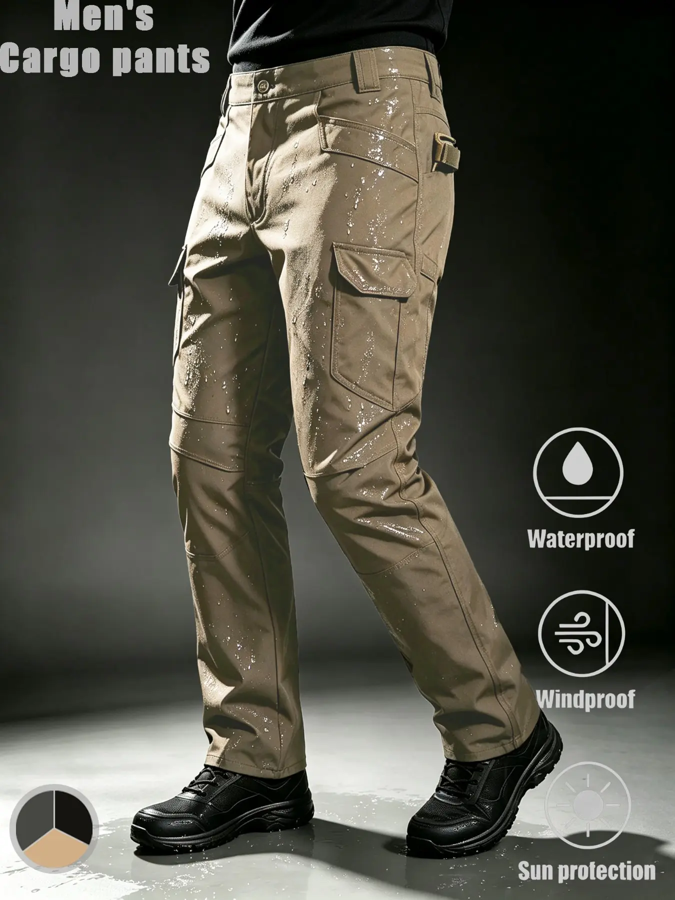 Men's Outdoor Sport Cargo Pants, Fall Workwear Multi-Pocket, Zip Pockets, Breathable, Comfortable, Moisture-Wicking, Casual Long Pants