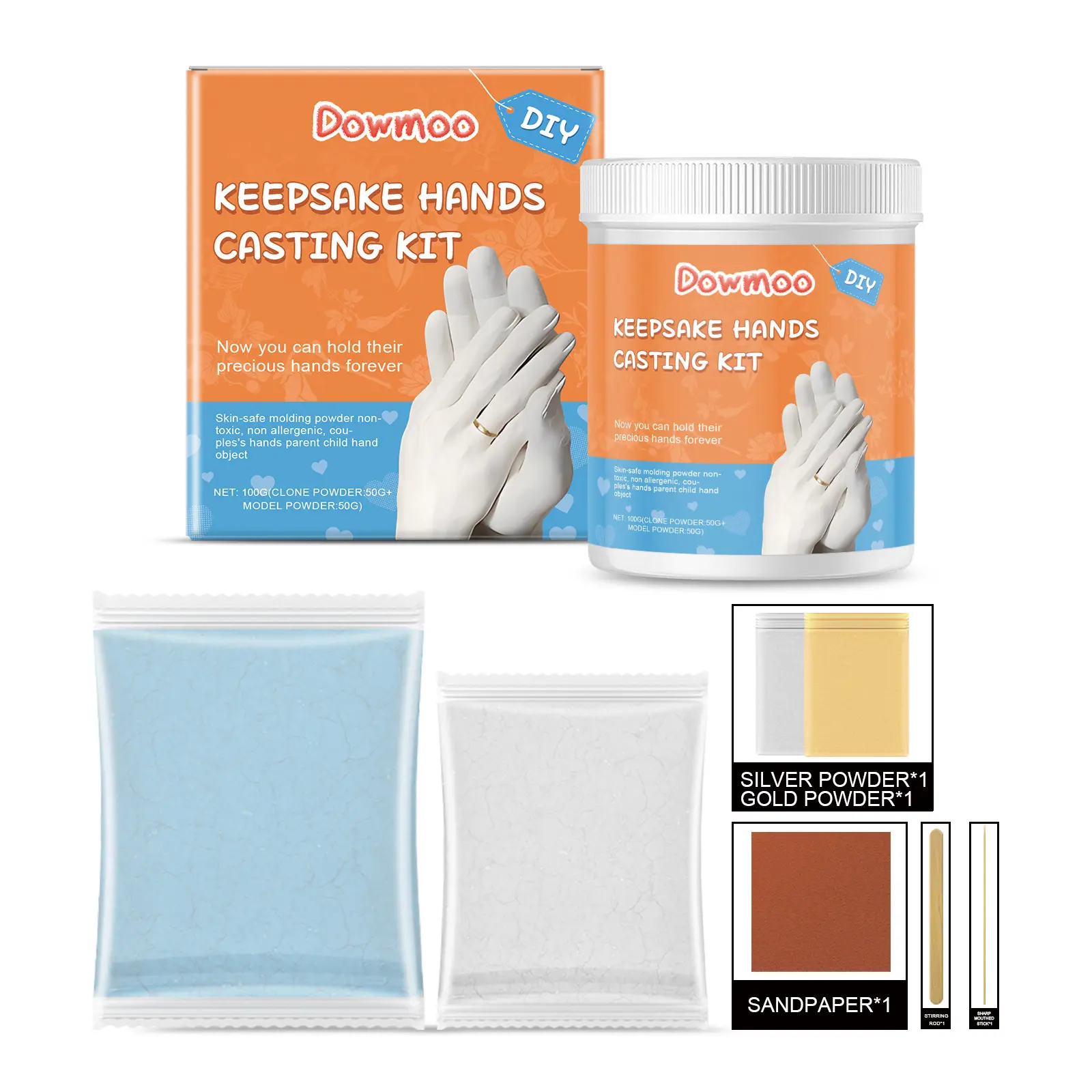 Dowmoo 3D Plaster Model Set, Hand Model Powder Clone Powder Three-Dimensional Hand Model Making Model Powder Plaster Hand Model