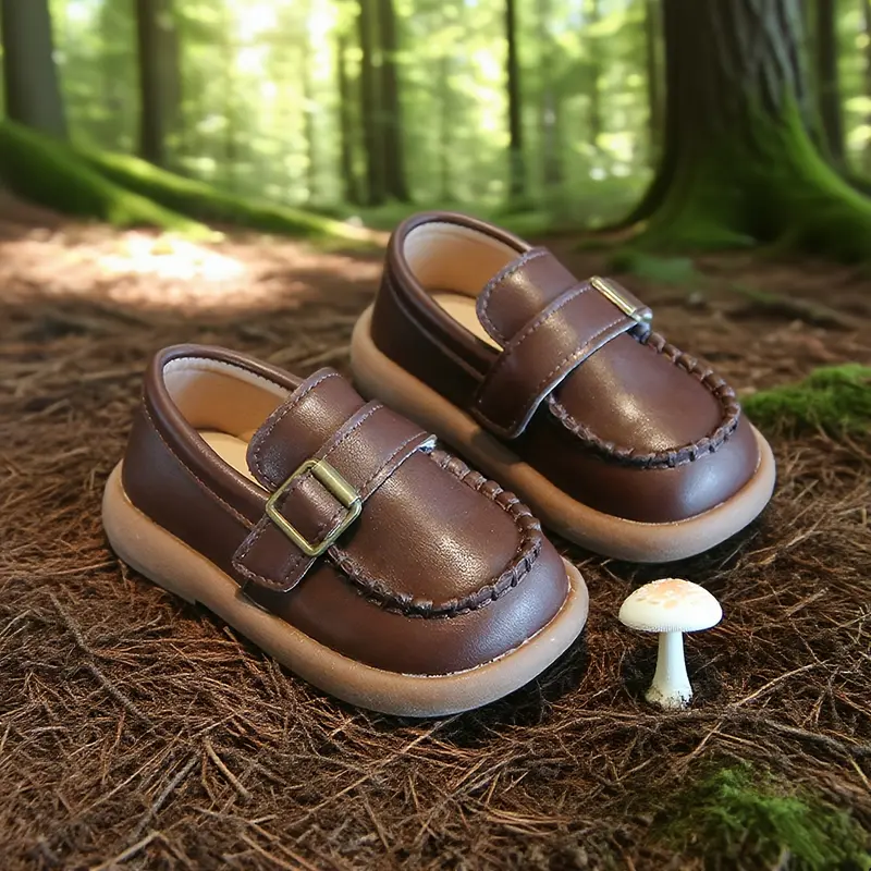 New Arrival British-Style Kids' Loafer Shoes - Round-Toe Synthetic PU Leather Low-Top Soft-Soled Flats, Rubber-Infused Comfortable and Stylish Toddler Footwear for School, Daily Casual, All-Season Use