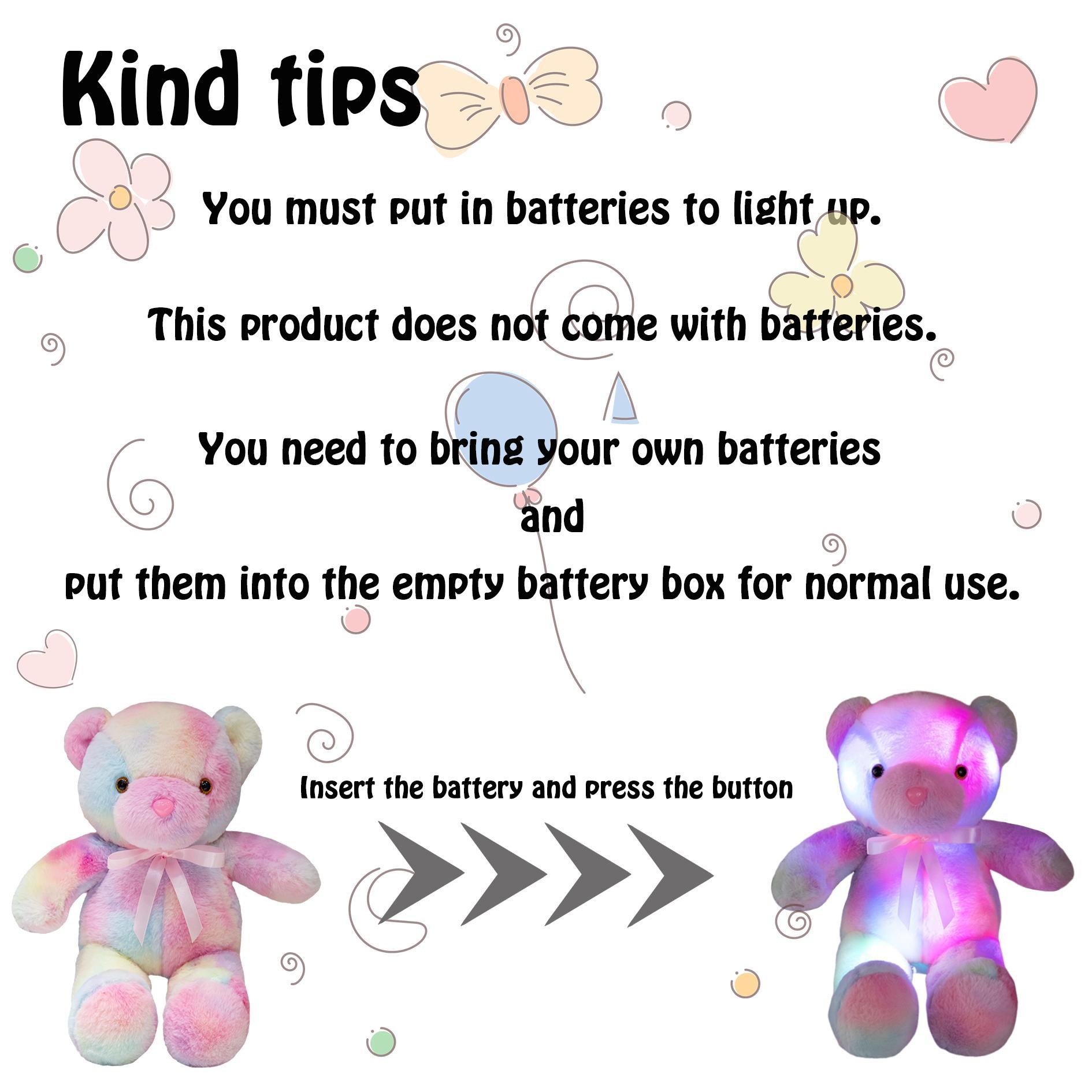 Glowing Bear Plush Toy, 1 Count Teddy Bear, Soft Bear Stuffed Doll with LED Light, Cute Animals Design Doll for Birthday Gift, Kids Toys, Baby Toys, Teddy Bear Stuffed Animal, Home Decoration, Sensory Toys for Kids