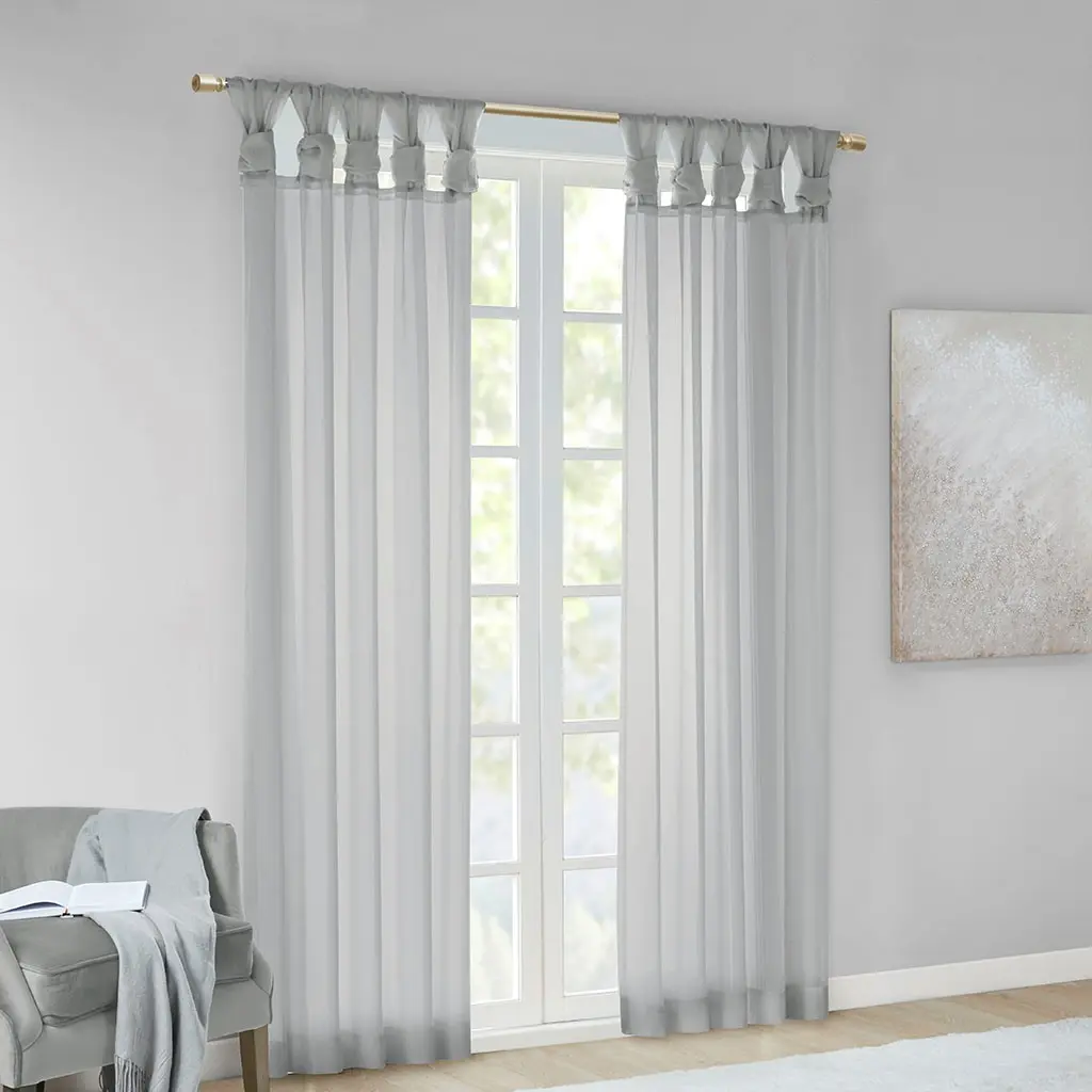 Nokaa Twist Tab Voile Sheer Window Curtain Pair - Light Filtering Semi Sheer Drapes for Living Room Bedroom, Soft Airy Fabric, Easy Hang Home Decor, 2 Panels, Multiple Color Options