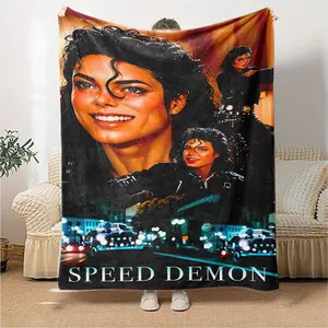 Michael Jackson Speed Demon City Night Collage Fleece Throw Blanket, All Season Soft Blanket for Sofa Bed Nap Office Travel Camping Car, Pop Music King Art Gift For MJ Fans