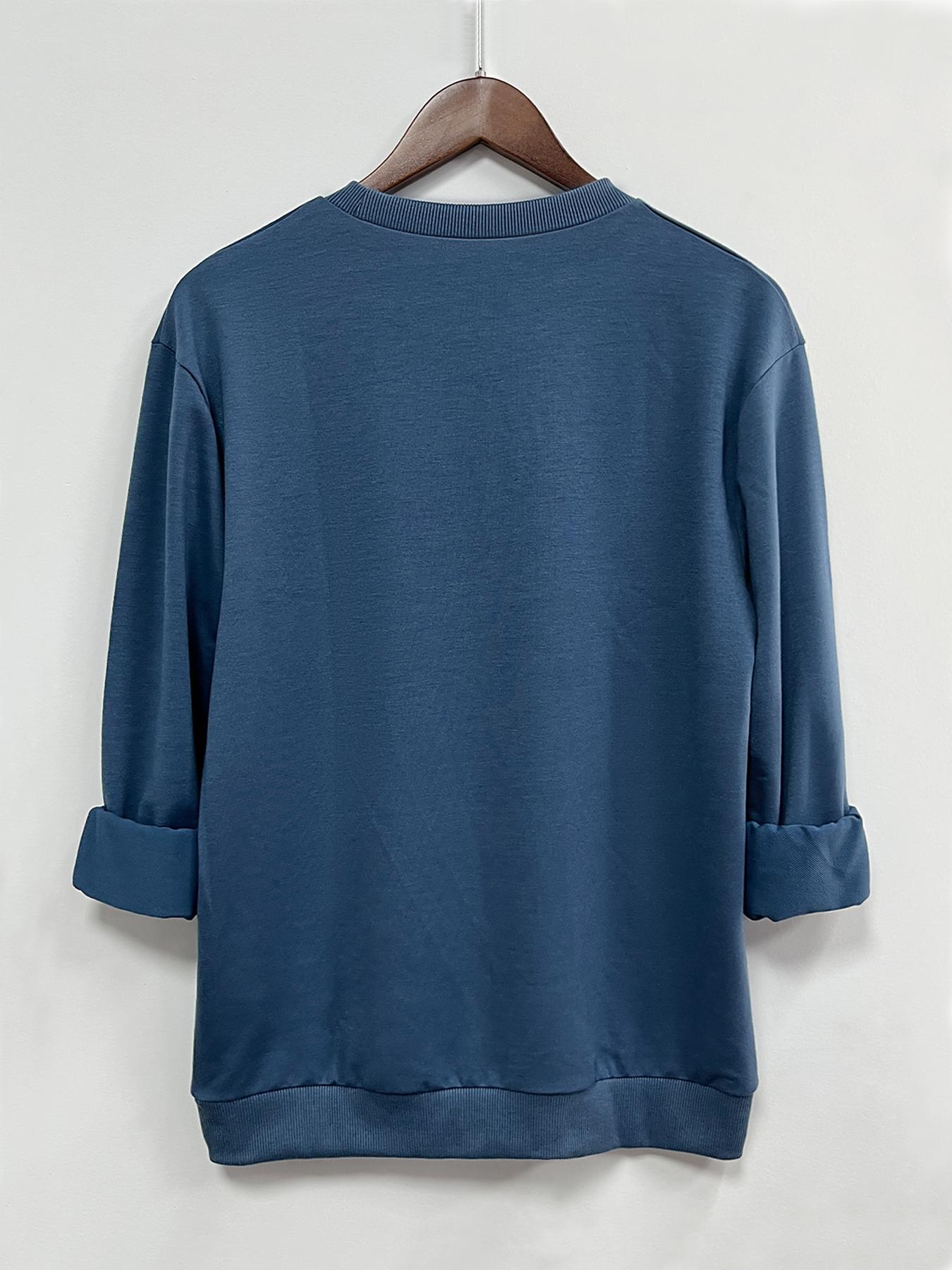 Women's Heart & Letter Print Drop Shoulder Fitted Sweatshirt, Casual Long Sleeve Round Neck Pullover for Fall & Winter, Women's Clothes for Daily Wear, Womenswear