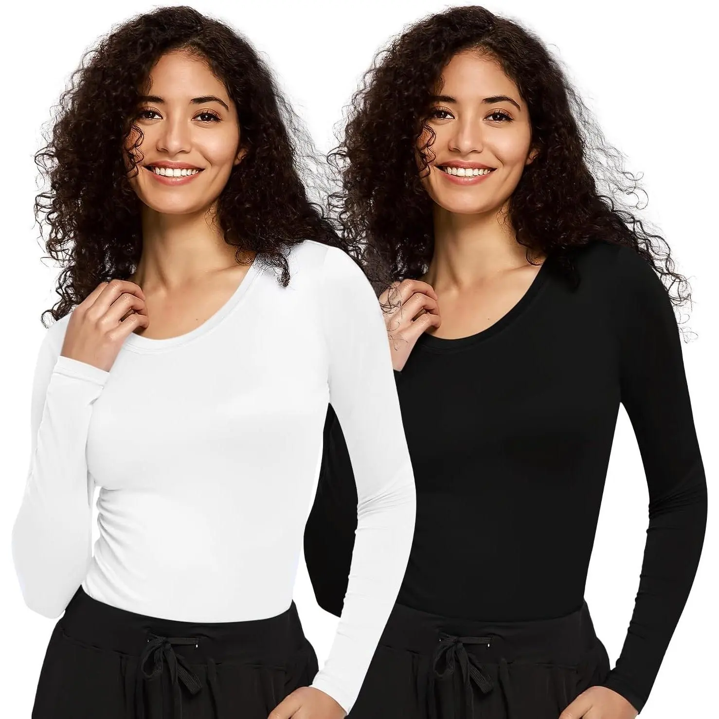 2 Pack Underscrub Long Sleeve Women, Scrubs Undershirts, Crew Neck Layer, Butter Soft Fabric, Base Tee for Scrubs, Under-Uniform Layer, For Nurses, Clinics, Long Shifts, Workday Wear