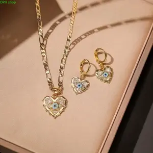 Women's 2-Pack 14K Gold Plated Blue Evil Eye Pendant Necklaces, Open Twist Chain Layered Jewelry Set, Luxury Retro Fashion Accessory for Daily Wear & Gift