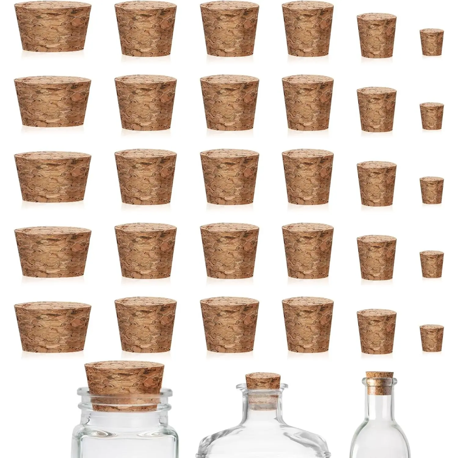 30 count Cork Stoppers, Mini Tapered Cork Plugs  Bottle Corks Plugs  Corks for Glass Bottles,Crafts &  Decor,  Bottles, Salt and Pepper Shakers, 6 Sizes