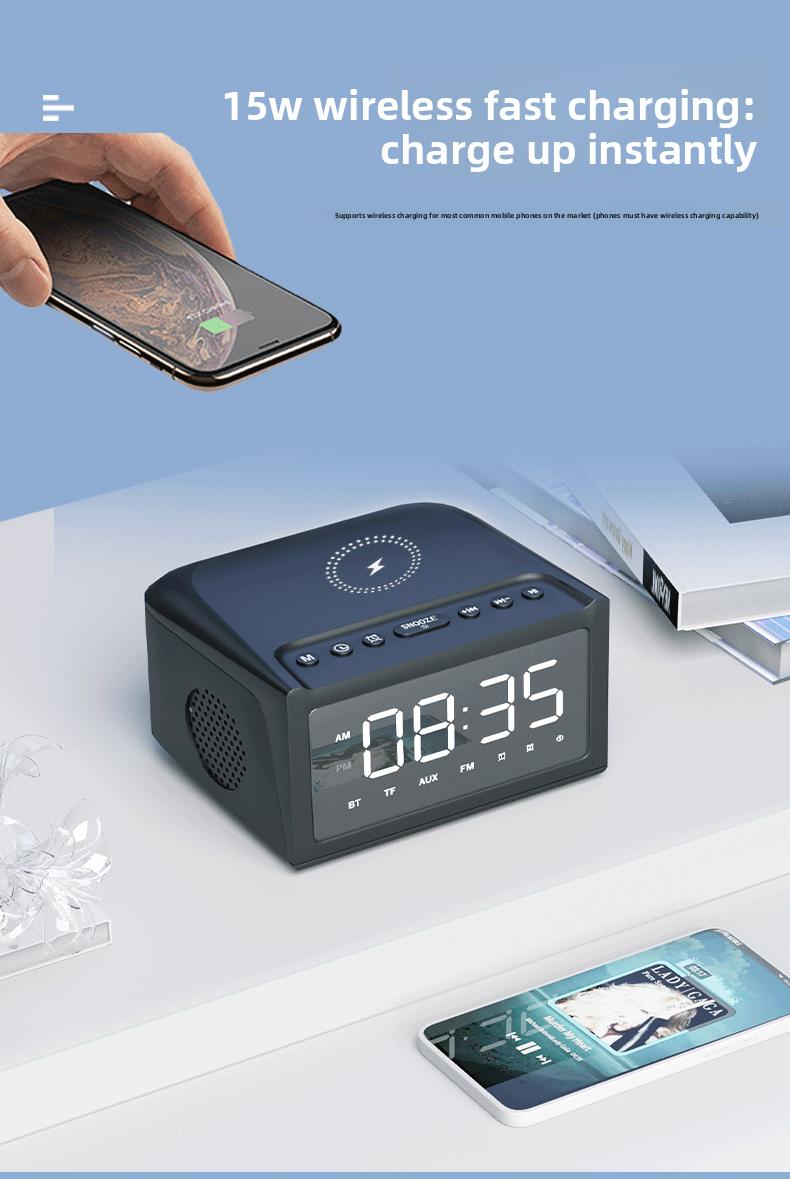 20W large screen wireless charging speaker, clock alarm clock Bluetooth speaker, hotel desktop multifunctional wireless speaker