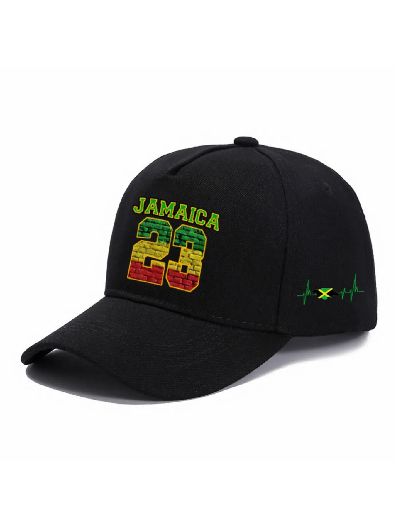 Jamaica 23 Reggae Music Print Baseball Hat, Unisex Street Fashion, Adjustable Brim, Ethnic Pattern, All Seasons, Perfect for Gifts