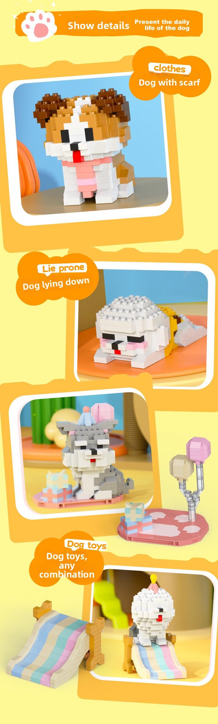 Cute Mini Particle Cat & Dog Building Blocks, Fun for Kids & Adults, Decor & Gift Idea, Perfect Time Killer,6PCS Cartoon Cat & Dog Pet Figures Building Blocks Set,Cute Cat Dog Micro Building Blocks Animal Model Kit for Kids Adults